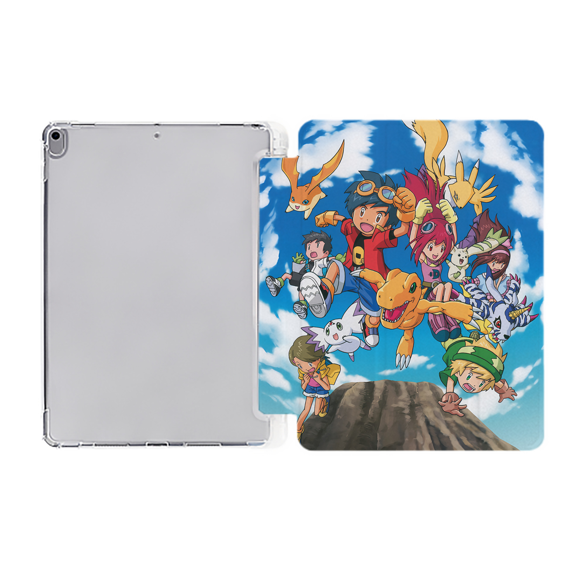 （画像用） Digimon デジタルモンスター/デジモン IPad ケース ペン収納付き 三つ折りスタンド PUレザー×シリコン 対応機種9.5/10.5/10.9インチ
